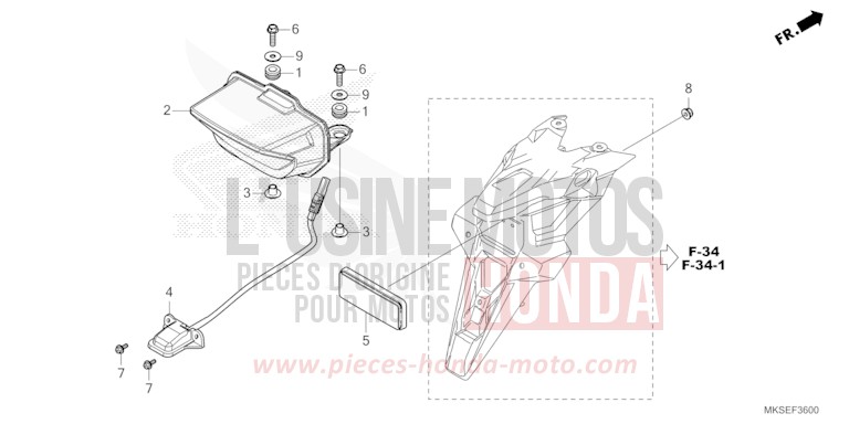 HECKLEUCHTE/KENNZEICHENBELEUCHTUNG von Africa Twin DCT PEARL GLARE WHITE (NHB53H) von 2021